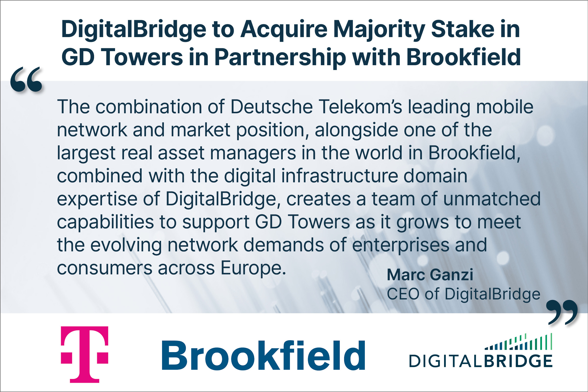 DigitalBridge to Acquire Majority Stake in GD Towers in Partnership